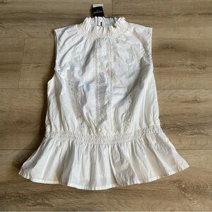 NWT Guess top Kora embroidered lace mock neck peplum style sleeveless blouse